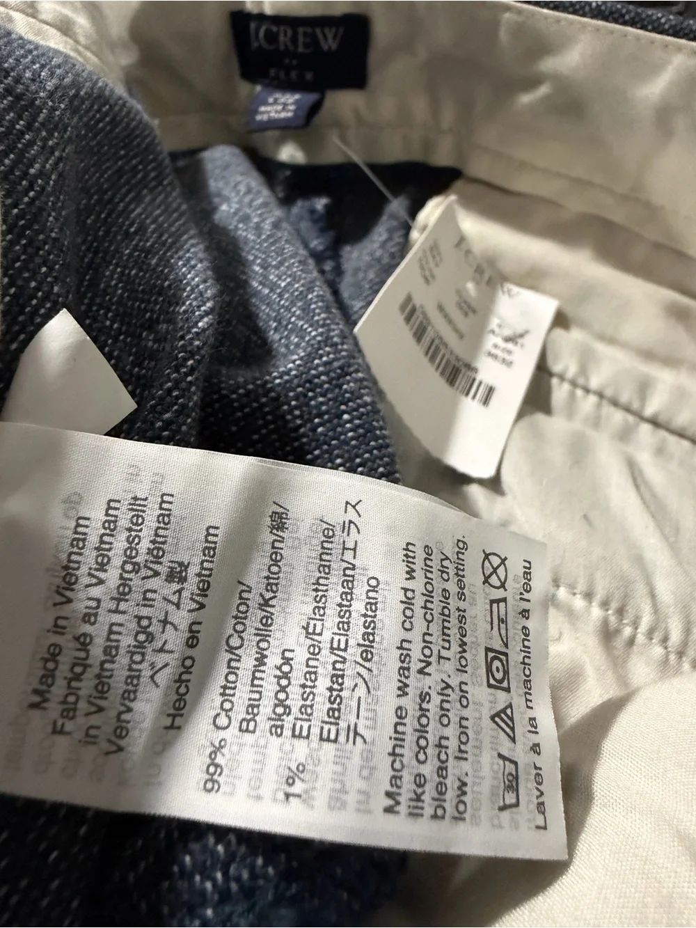 NWT J Crew Flex Slim Pants Mens 36x32 Blue Stretch Cotton Chino Preppy Office